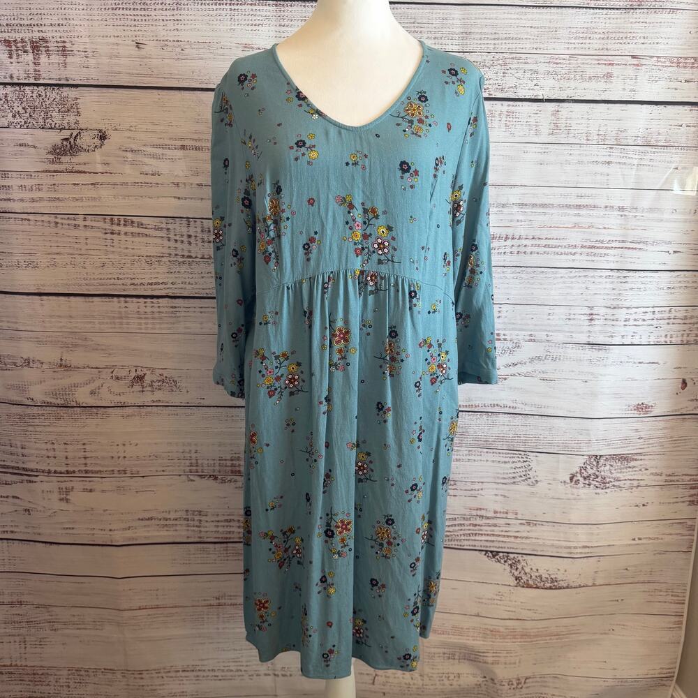 Boden Eliza Draped Floral Dress Heritage Blue Size 14L